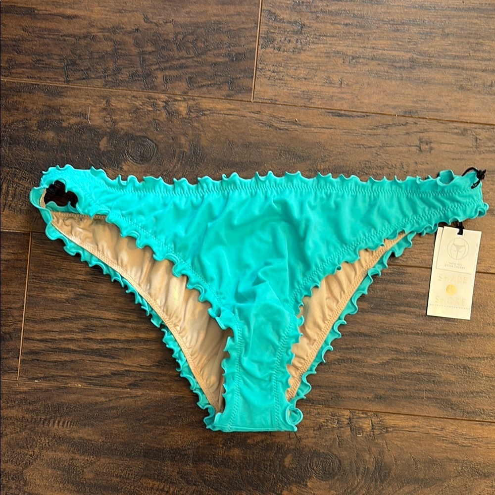 Turquoise Ruffled Bikini Bottom
